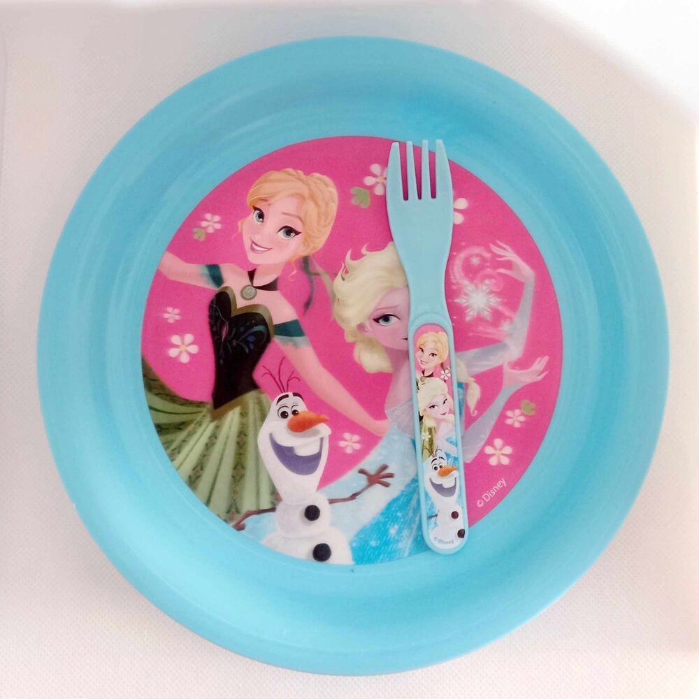 Disney Frozen Dinnerware Plate and Utensils Zak Designs Elsa and Anna
